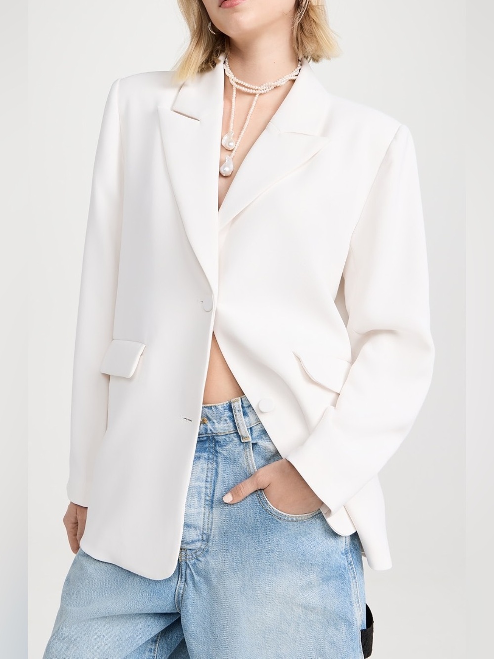 GOOD AMERICAN Suiting Boyfriend Blazer in Ivory001 - 00/0